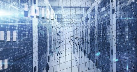 futuristic data center database with streaming code overlay - Download Free Stock Images Pikwizard.com
