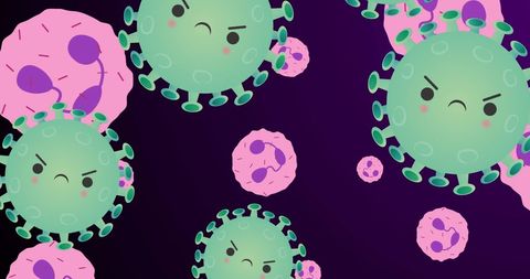 Cartoon Virus Invasion with Colorful Cells - Download Free Stock Images Pikwizard.com