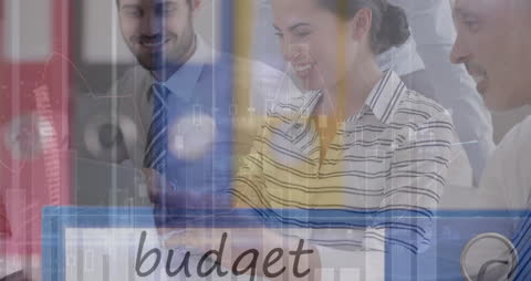 Business Professionals Analyzing Financial Data with Budget Focus