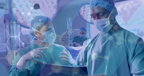 Diverse Surgeons Analyzing Digital Data in Hospital Setting