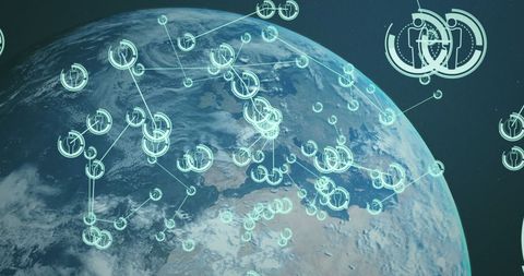 Global Network Communication Interface over Earth - Download Free Stock Images Pikwizard.com