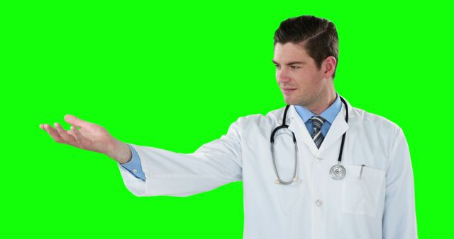 Male Doctor with Outstretched Hand on Green Screen Background - Download Free Stock Images Pikwizard.com