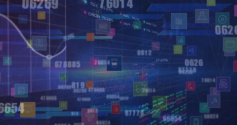 Futuristic Data Interface with Media Icons and Data Processing - Download Free Stock Images Pikwizard.com