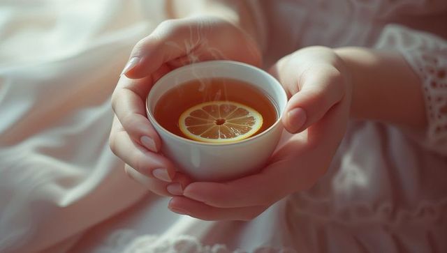 Cozy Morning Relaxation with Steaming Lemon Tea