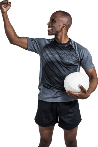 Confident Athlete Celebrating Volleyball Victory Transparent Background