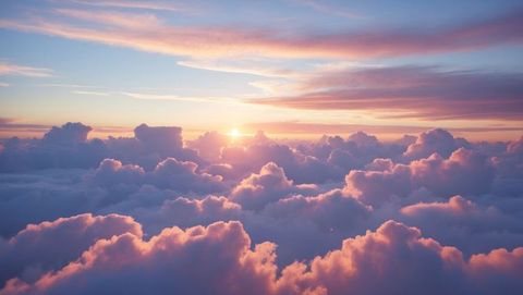 Ethereal Pink Clouds With Sunrise in Blue Sky at High Altitude, AI - Download Free Stock Images Pikwizard.com