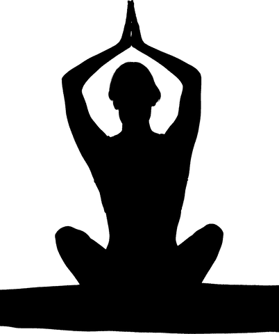 Transparent Silhouette of Woman Practicing Yoga on Mat