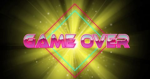Retro game over neon design with vibrant colors