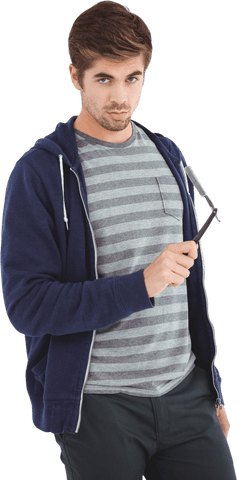 confident man holding transparent straight edge razor - Download Free Stock Videos Pikwizard.com