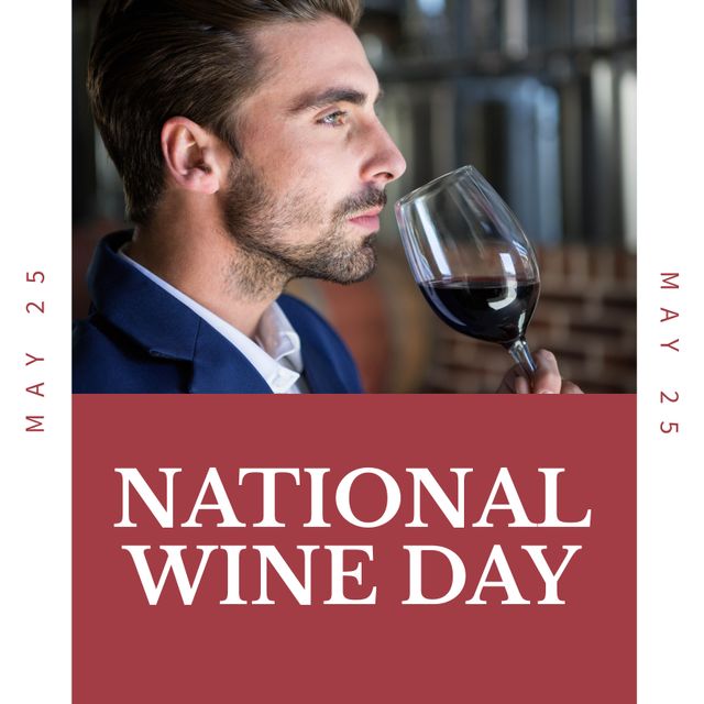 Young Man Celebrating National Wine Day on May 25 - Download Free Stock Templates Pikwizard.com