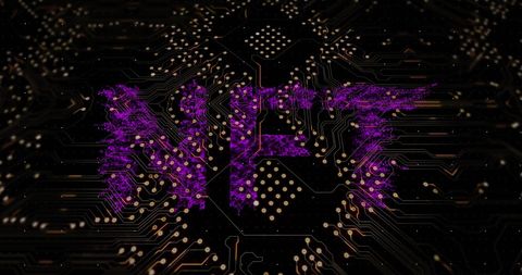 Purple NFT Lettering on Digital Circuit Background - Download Free Stock Images Pikwizard.com