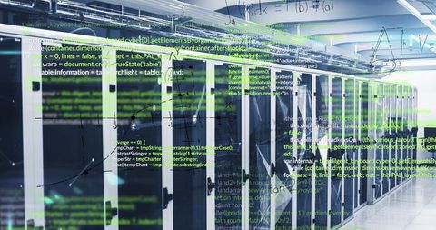 Data Processing in Modern Data Center with Code Overlay - Download Free Stock Images Pikwizard.com