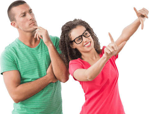 Cheerful Woman in Glasses Forming Hand Frame, Pensive Partner - Download Free Stock Videos Pikwizard.com