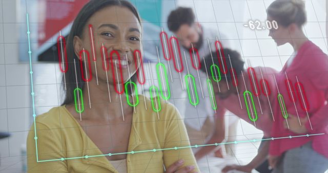 Confident Businesswoman Analyzing Financial Graph with Overlay - Download Free Stock Images Pikwizard.com