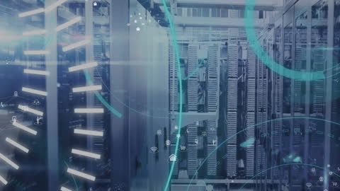 Futuristic Data Interfaces in Modern Server Room