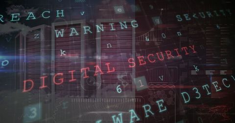 Digital Security Concept with Warning Signs Overlaid - Download Free Stock Images Pikwizard.com