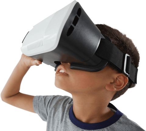 boy engaging with virtual reality headset, isolated transparent background - Download Free Stock Videos Pikwizard.com