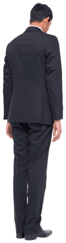 Transparent businessman turning away in formal attire, backview standing