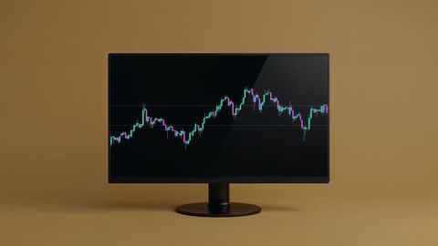 Modern monitor displaying online trading financial candlestick chart