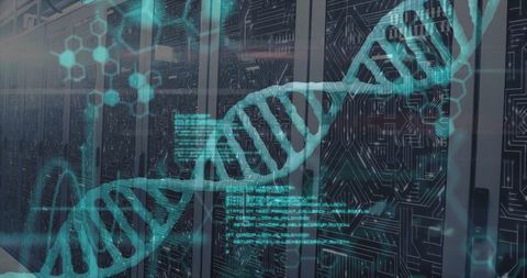 DNA Helix Overlay On Servers with Code Elements in Data Center