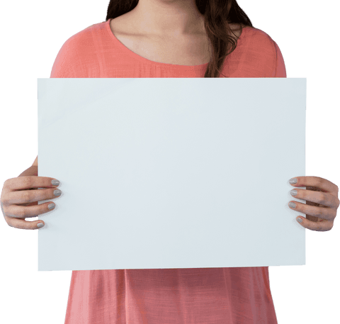 Caucasian Woman Holding Blank Card on Transparent Background - Download Free Stock Videos Pikwizard.com