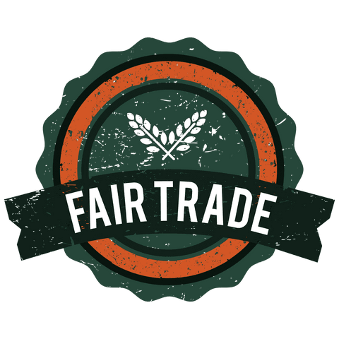 Fair trade badge on rustic transparent background
