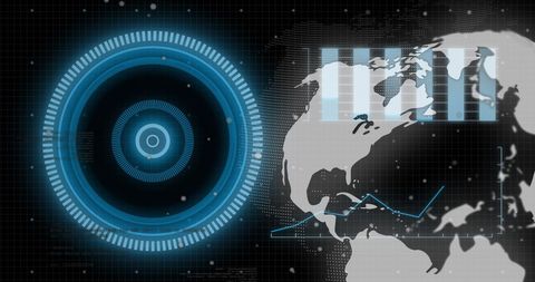 Digital Interface with Globe and Data Analytics Visualization - Download Free Stock Images Pikwizard.com