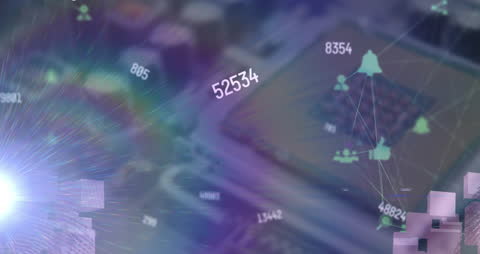 Digital Flow with Numbers and Network over Server Background