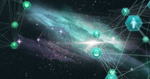 Futuristic Medical Technology Network in Galactic Background - Download Free Stock Images Pikwizard.com