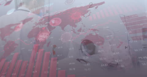 COVID-19 Cells Overlaying World Map and Graph