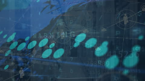 Digital Data Streams Overlapping Server Room