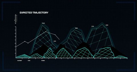 Futuristic Data Visualization Chart with Digital Mountain Peaks - Download Free Stock Images Pikwizard.com