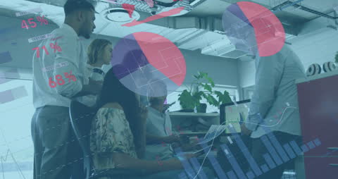 Team Collaborating with Digital Business Interfaces