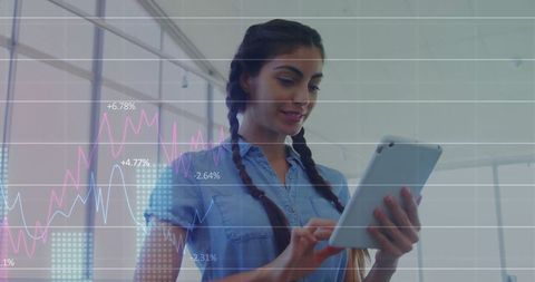 Professional Examining Data Visualization on Tablet