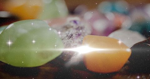 Colorful Polished Stones Sparkle in Mystical Light