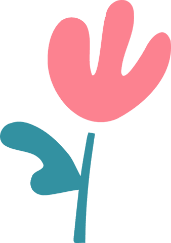 Abstract minimalist pink flower on transparent background