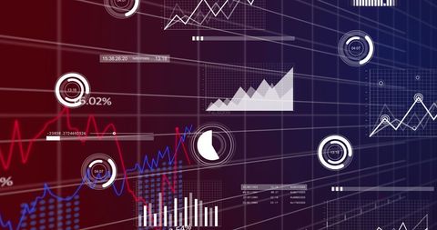 Financial Data Analysis with Graphs and Charts on Abstract Grid - Download Free Stock Images Pikwizard.com