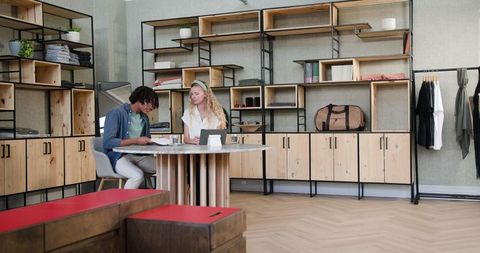 Team collaborating in modern working space