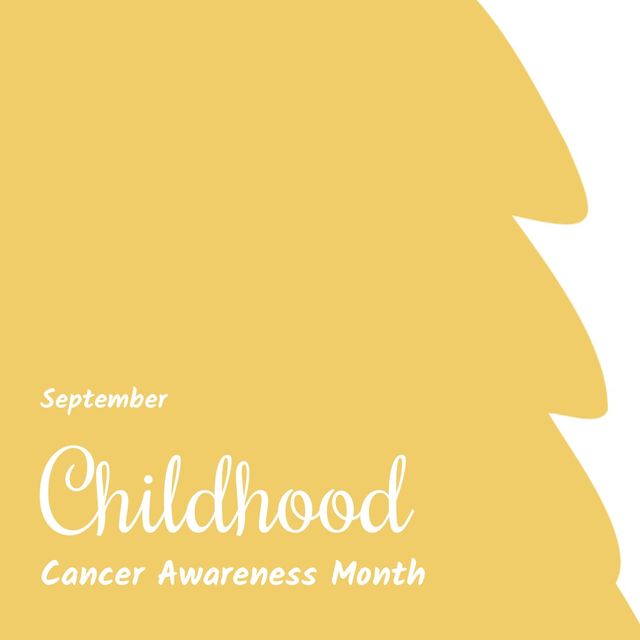 Childhood cancer awareness month text over orange banner against white background. Childhood cancer awareness concept