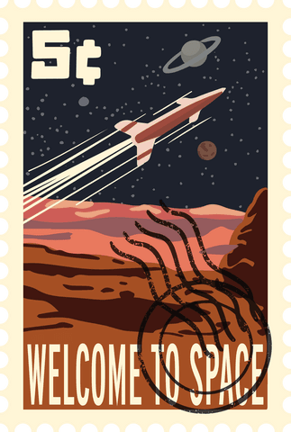 retro space travel postage stamp transparent vector - Download Free Stock Videos Pikwizard.com