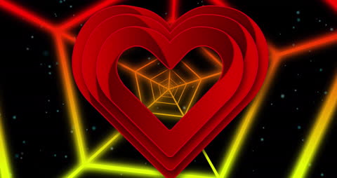 Glowing Heart Animation with Neon Tunnel Background