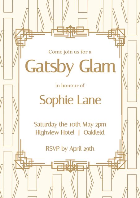 Gatsby Glam Party Invitation with Elegant Golden Design - Download Free Stock Videos Pikwizard.com