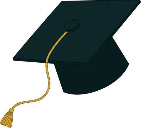 Flat Design Graduation Cap with Golden Tassel Transparent Background