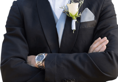 elegant suit with yellow rose and watch on plaid wrist - Download Free Stock Videos Pikwizard.com
