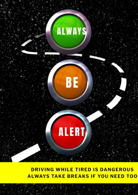 Always Be Alert Driving Warning with Traffic Light Design - Download Free Stock Templates Pikwizard.com