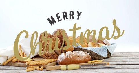 Assorted Artisanal Bread Collection with Merry Christmas Greeting