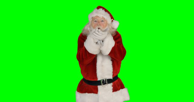 Surprised Santa Claus in Red Suit with Green Background - Download Free Stock Images Pikwizard.com