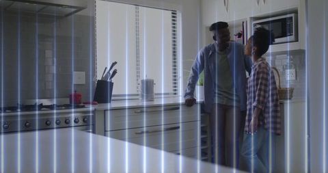 Casual Conversation Between Friends in Bright Modern Kitchen