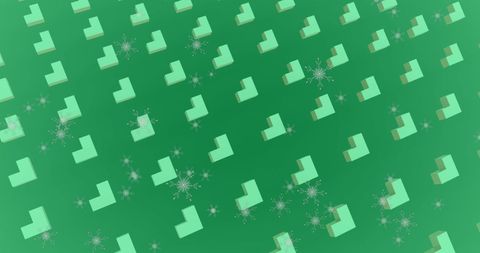 Festive snowflakes with geometric pattern on green background