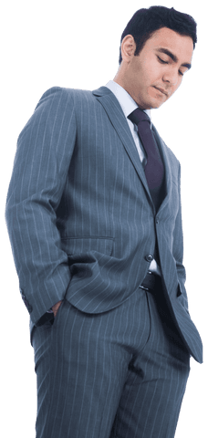 Transparent Image of Sad Businessman Looking Down in Suit